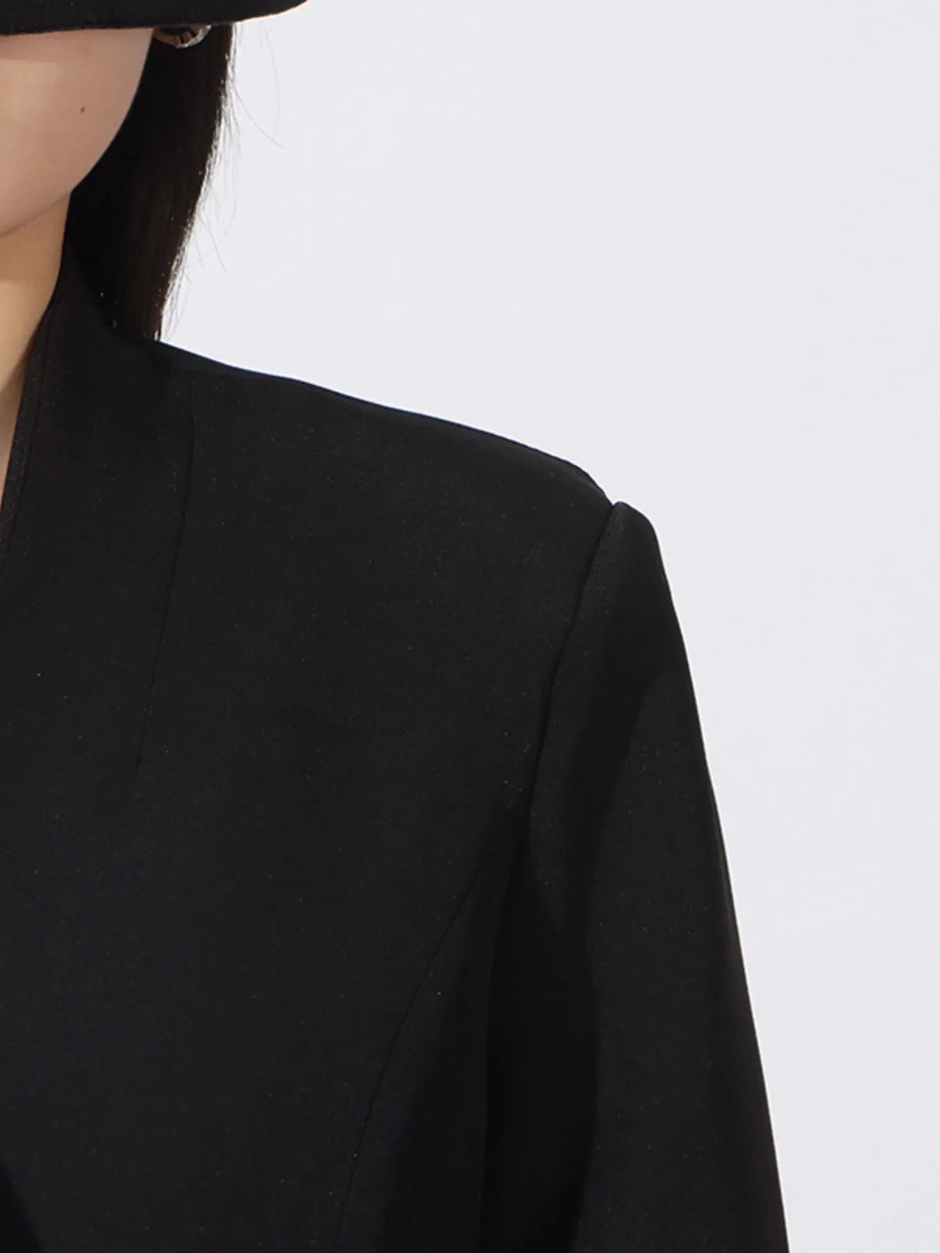 Flower Button Front Long Sleeve Blazer - Fashorio