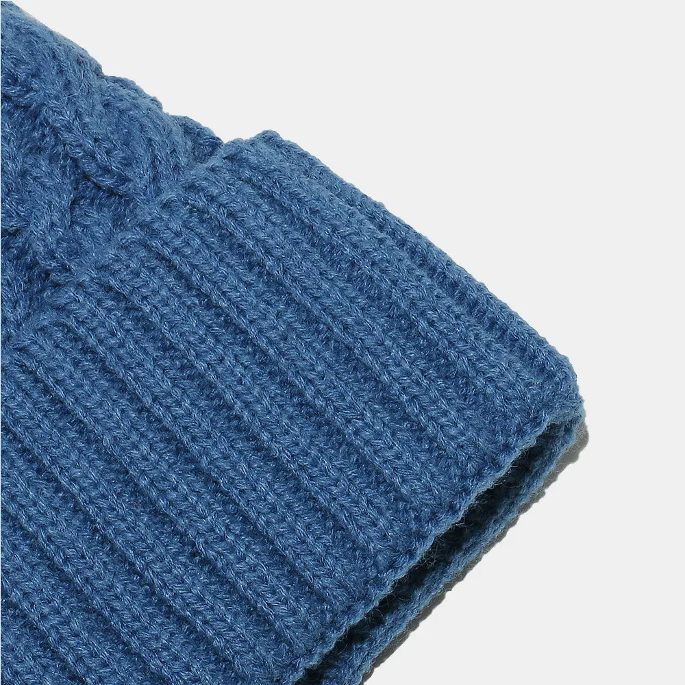 Cable Knit Winter Hat with Pompom - Fashorio