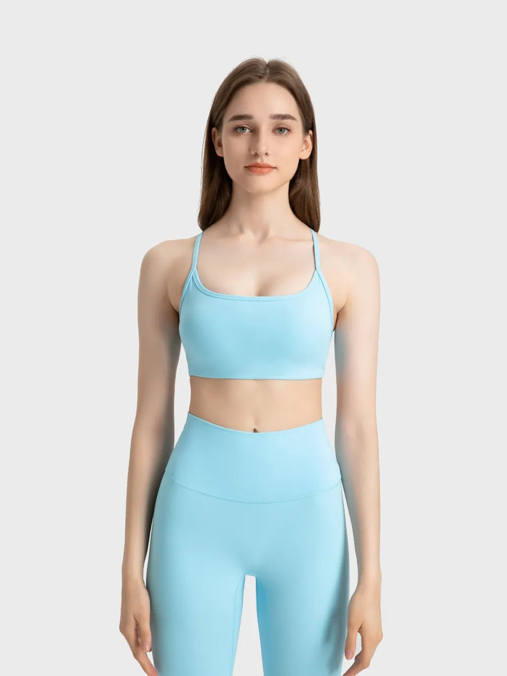 Millennia Crisscross Back Scoop Neck Active Cami with Detachable Chest Pads - Fashorio