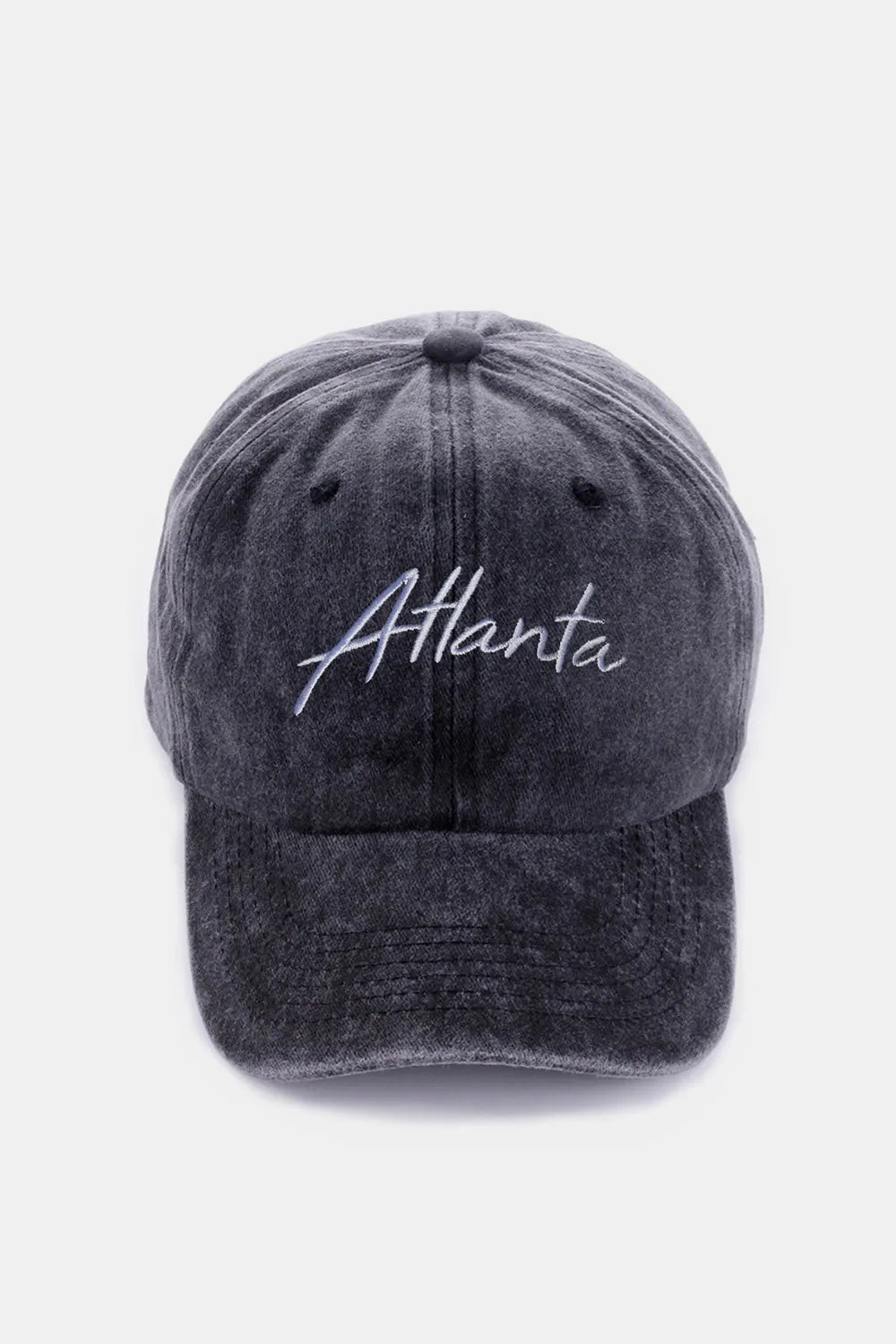 Zenana Washed ATLANTA Embroidered Baseball Cap Black One Size - Fashorio