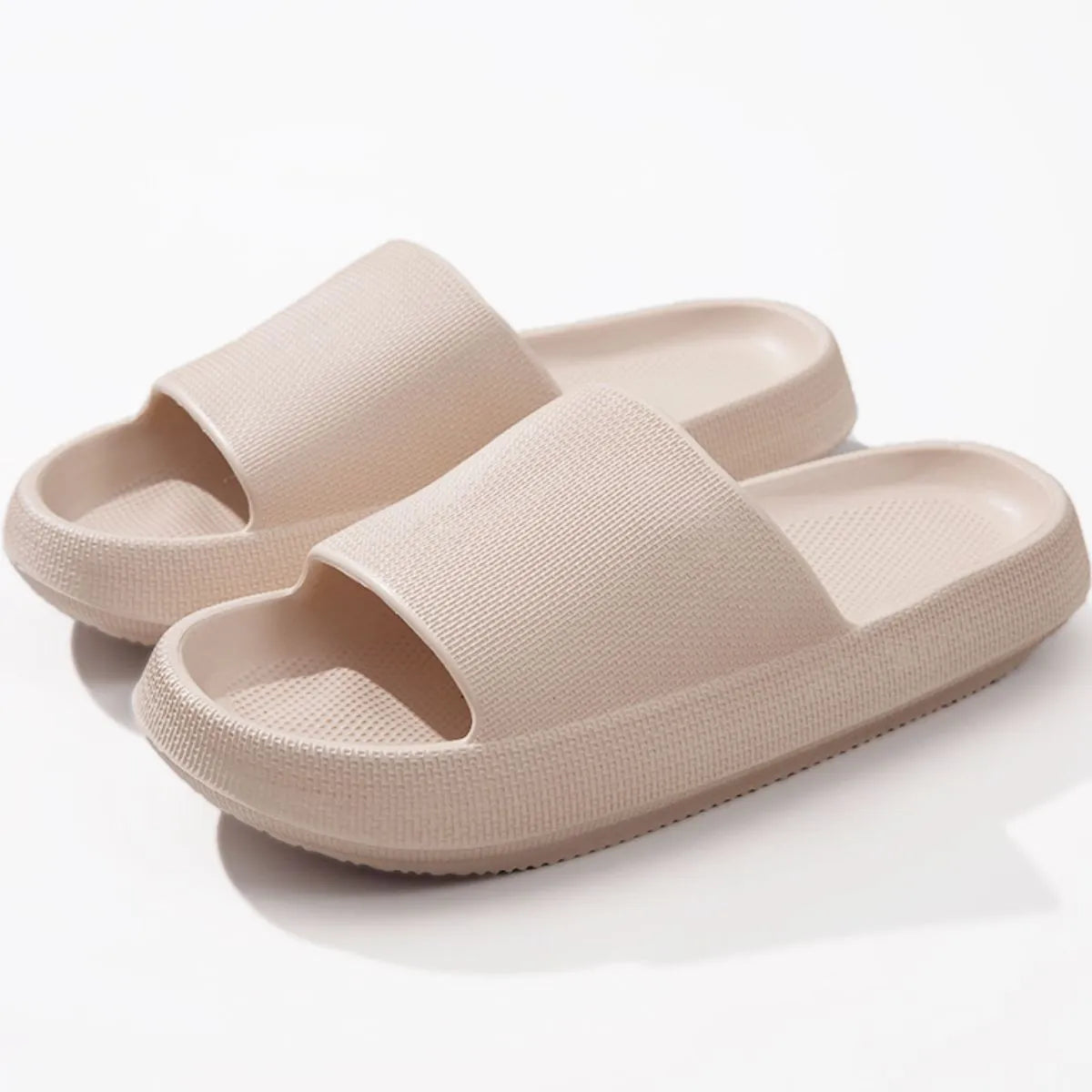 Open Toe Platform Slippers Apricot - Fashorio