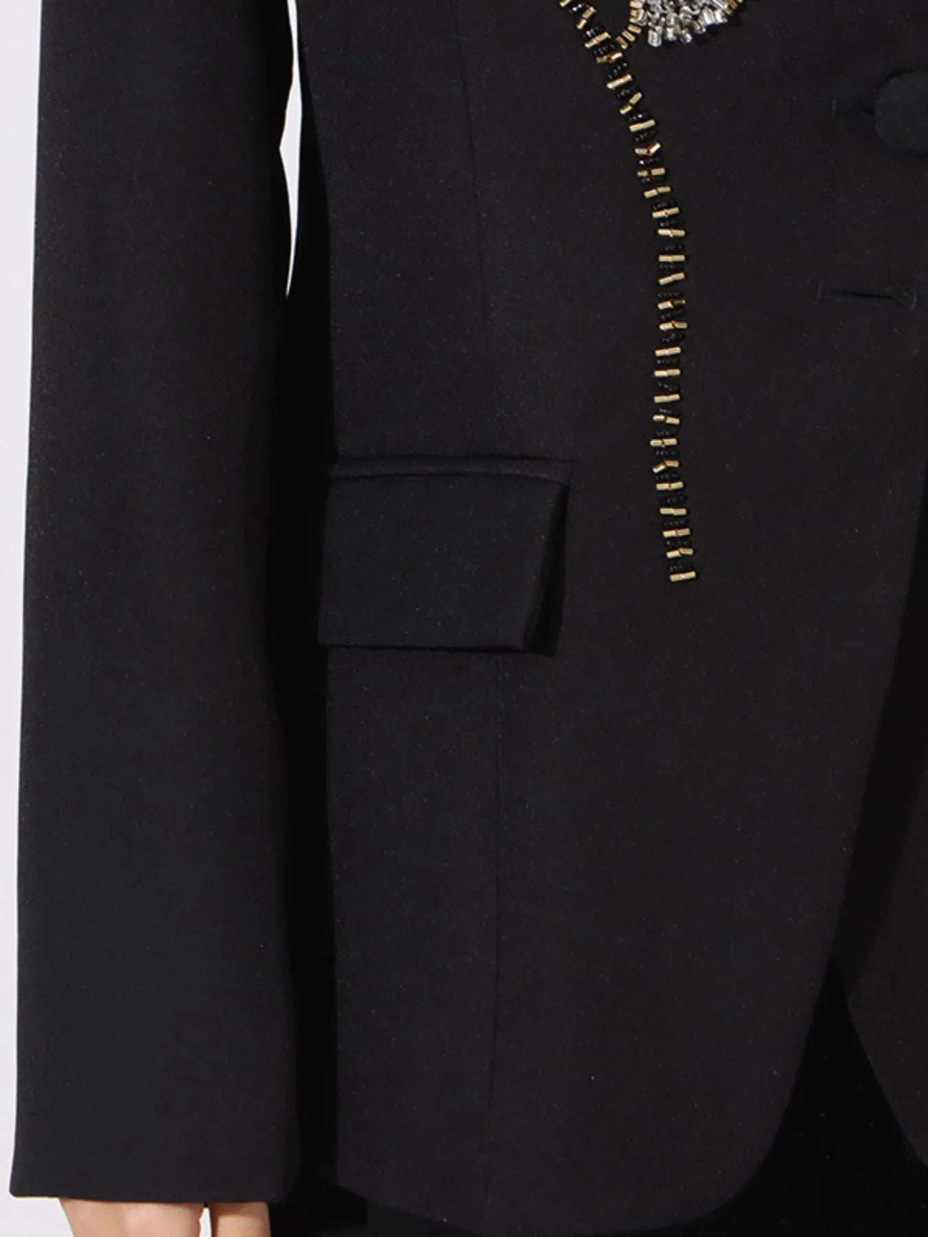Flower Button Front Long Sleeve Blazer - Fashorio