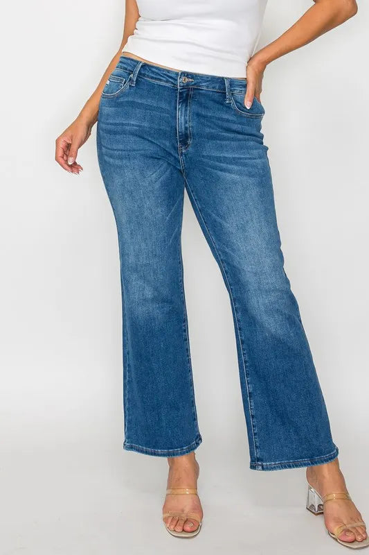 bytos Full Size Cat's Whiskers Mid Rise Ankle Jeans - Fashorio