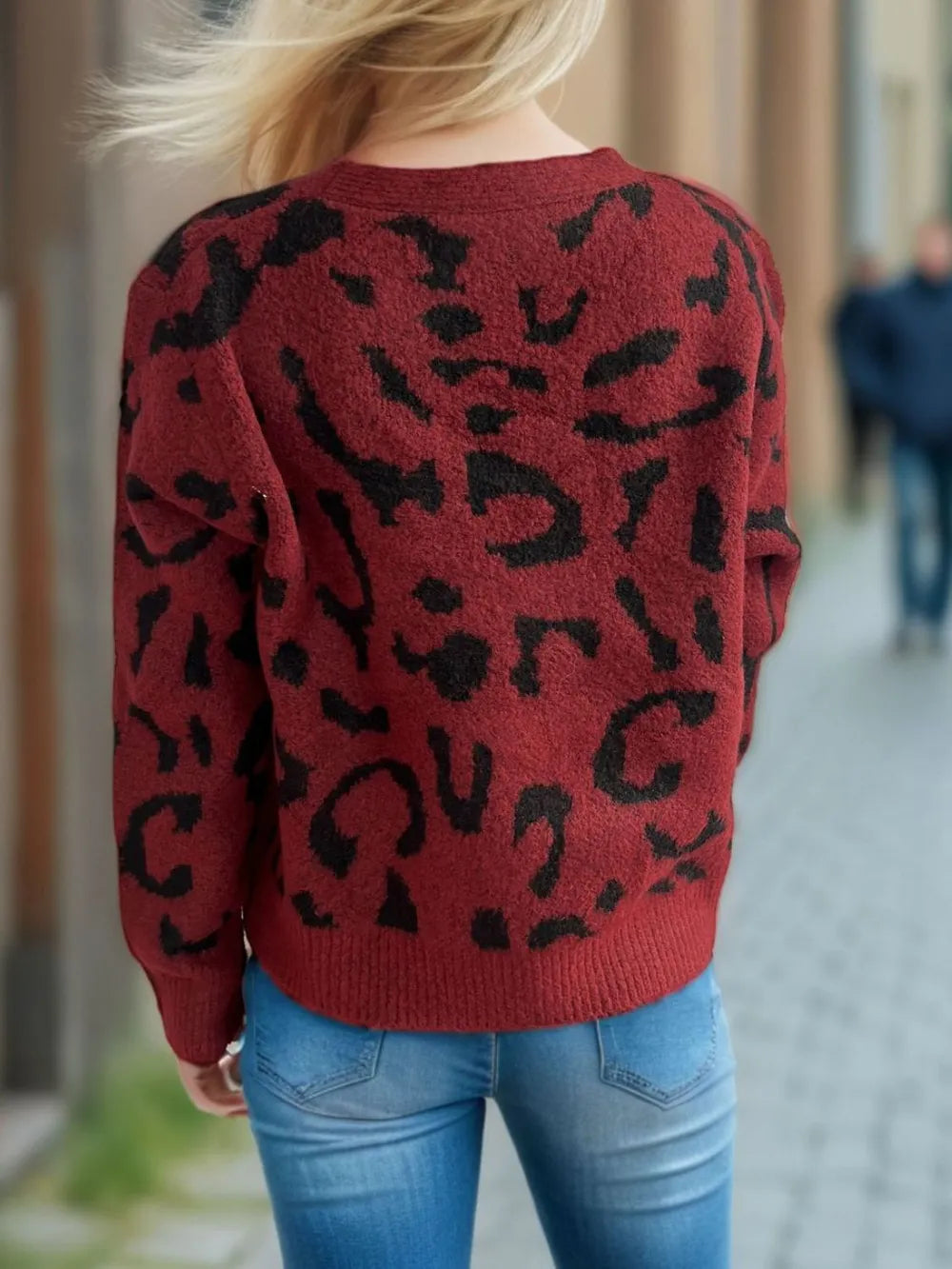 Leopard V-Neck Button Up Cardigan - Fashorio