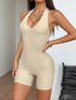 Halter Neck Ribbed Athletic Romper - Fashorio