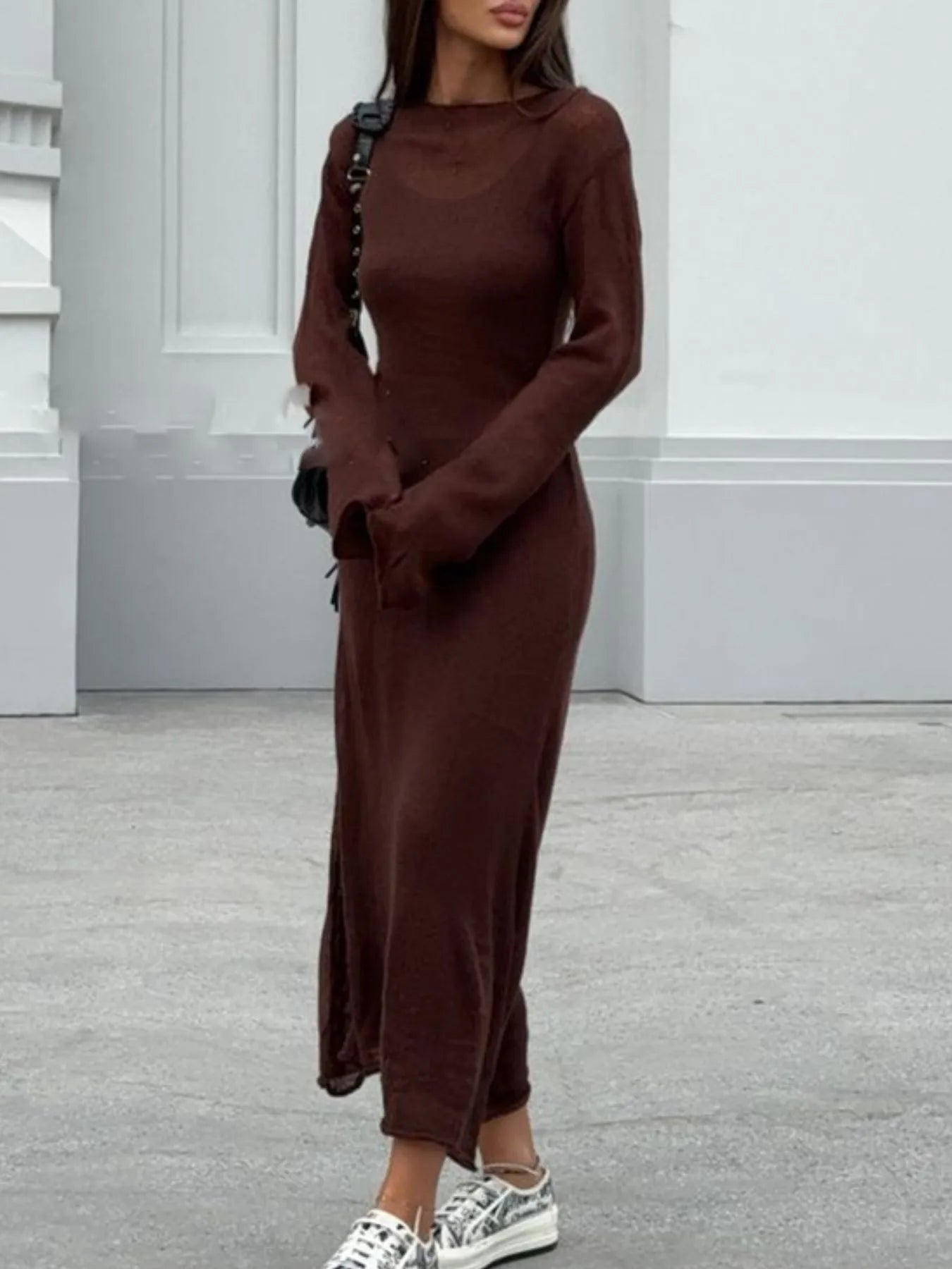 Ribbed Knit Cami Dress and Cover Up Sweater Set - Fashorio