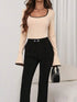 Long Sleeve Bodysuit with Contrast Trim - Fashorio