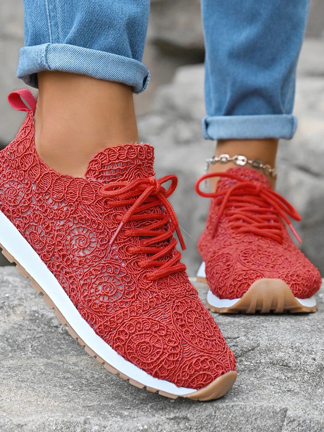 Mesh Lace Up Sneakers - Fashorio