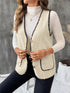 V-Neck Button Up Vest Coat Apricot - Fashorio