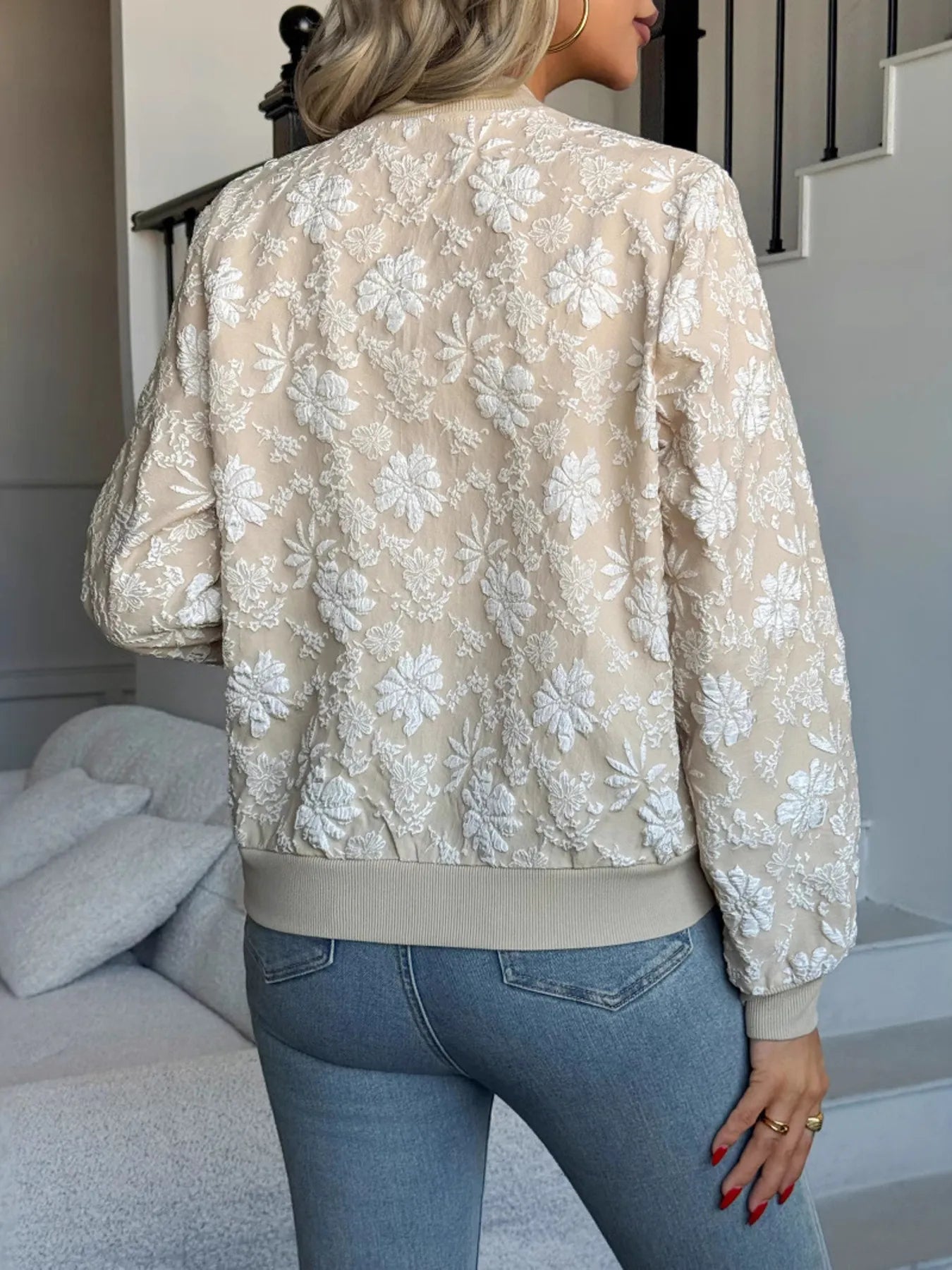Zip Up Long Sleeve Jacket - Fashorio