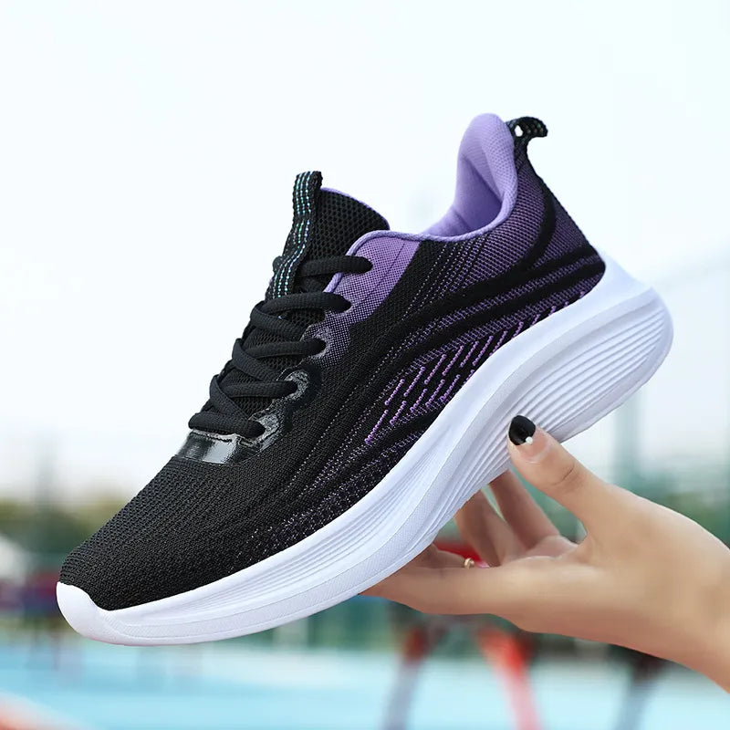 Mesh Breathable Lace Up Athletic Purple - Fashorio
