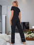 Scoop Neck Top and Elastic Waist Pants Lounge Set - Fashorio