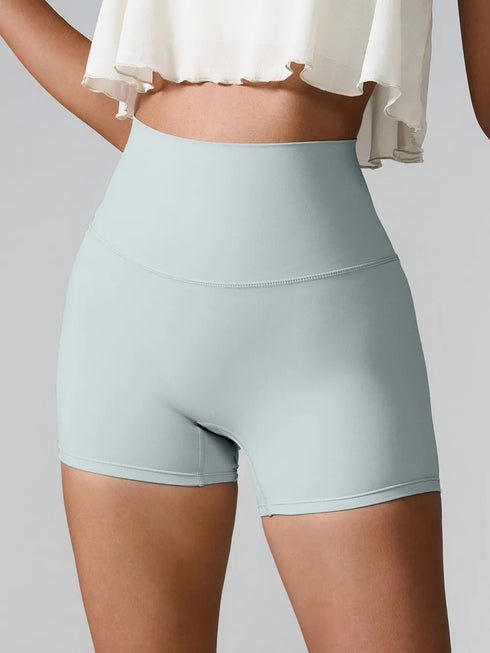 High Waist Active Shorts Light Green - Fashorio