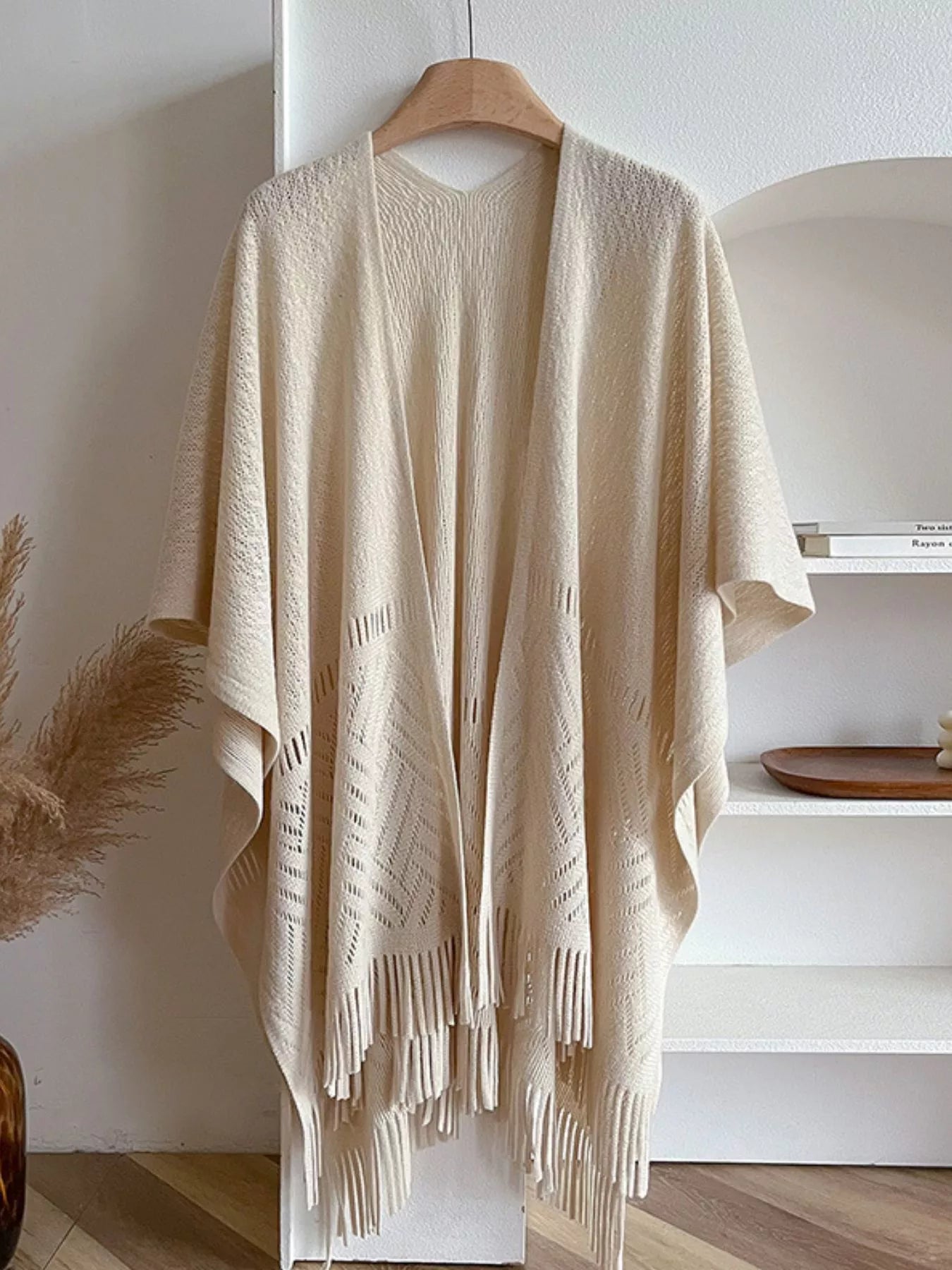 Fringe Open Front Cardigan - Fashorio