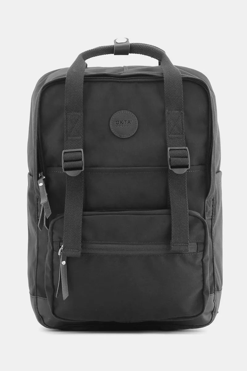 Himawari Waterproof Canvas Backpack Bag with Side Pockets Black One Size - Fashorio