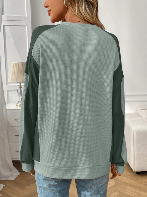 Color Block Long Sleeve Sweatshirt - Fashorio
