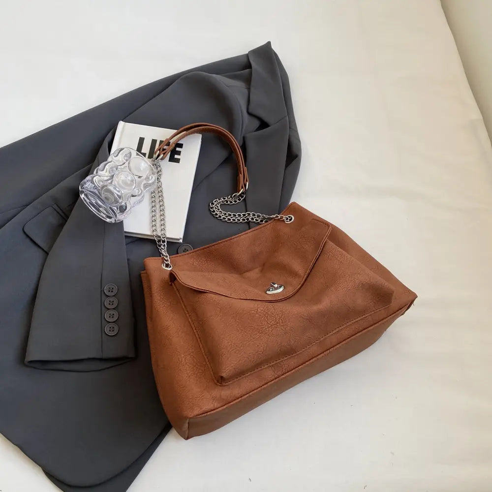 PU Leather Shoulder Bag - Fashorio