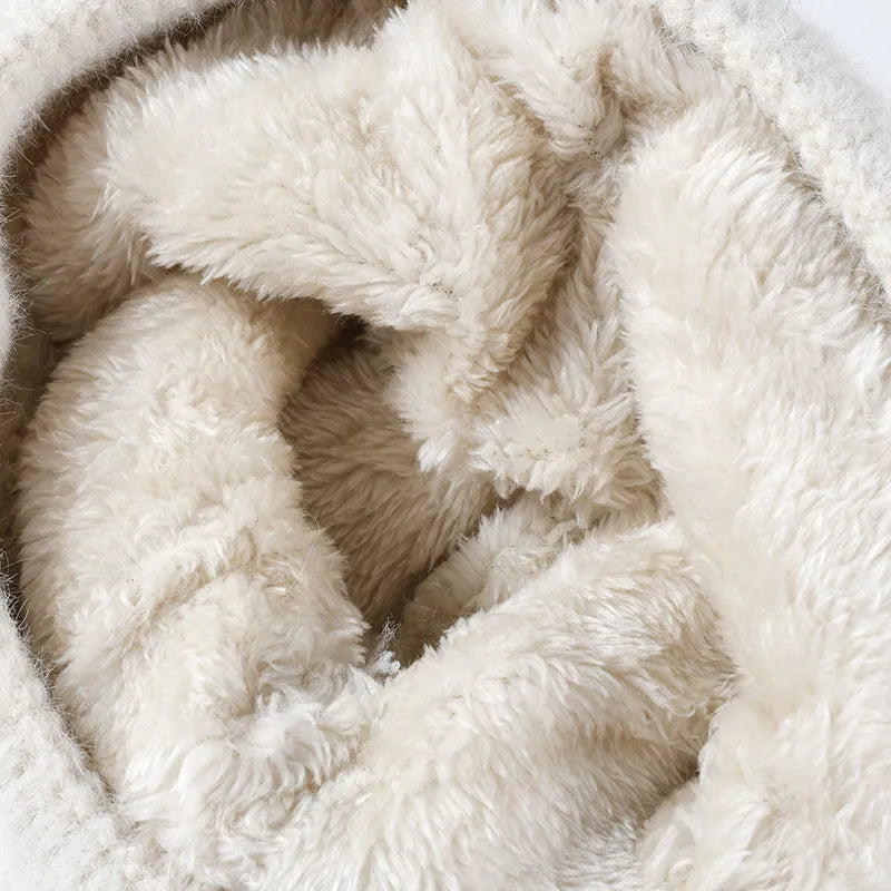 Thermal Bow Knit Hat with Pompom - Fashorio