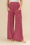BiBi 2tone Cord Rib Waist Band Side Pocket Pants DK MAUVE - Fashorio