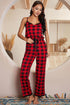 Plaid Lace Trim Spaghetti Strap Jumpsuit - Fashorio