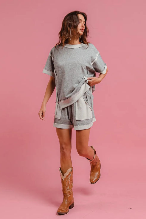 BiBi French Terry Knit Shorts with Side Pocket - Fashorio