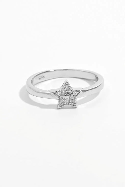 925 Sterling Silver Inland Zircon Star Ring Silver - Fashorio