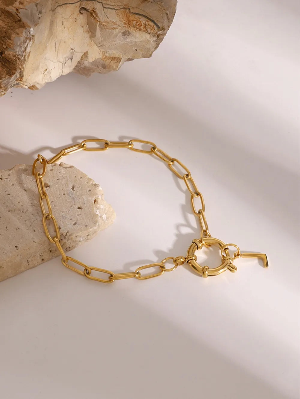 18K Gold-Plated Stainless Steel Letter L Bracelet - Fashorio