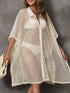 Sheer Mesh Button Up Cover Up - Fashorio