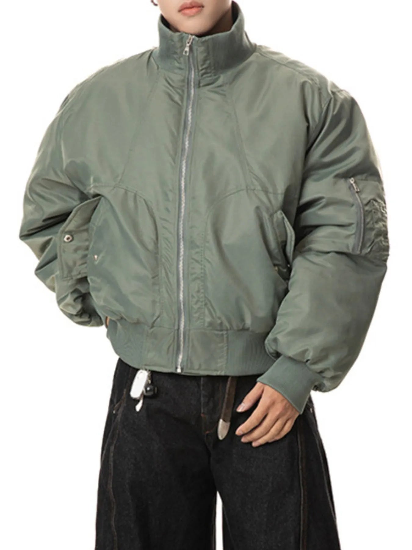 Men's Zip Up Long Sleeve Bomber Jacket - Fashorio