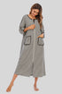 Round Neck Three-Quarter Sleeve Midi Night Dress Heather Gray - Fashorio