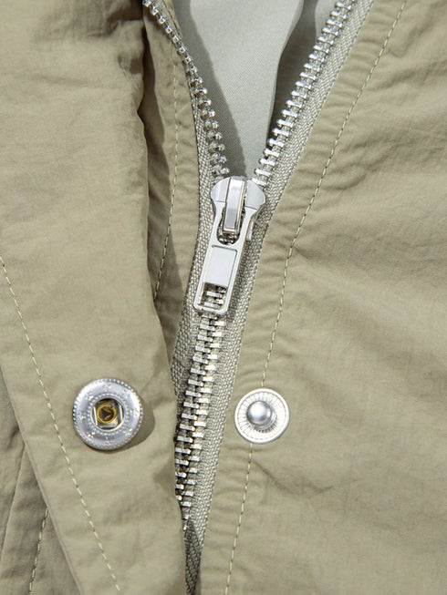 Zip Up Cropped Hooded Utility Jacket - Fashorio