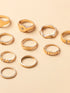 10-Piece 18K Gold-Plated Geometric Ring - Fashorio