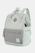 Himawari Contrast Waterproof Backpack Bag with External USB Port Mint Grey One Size - Fashorio
