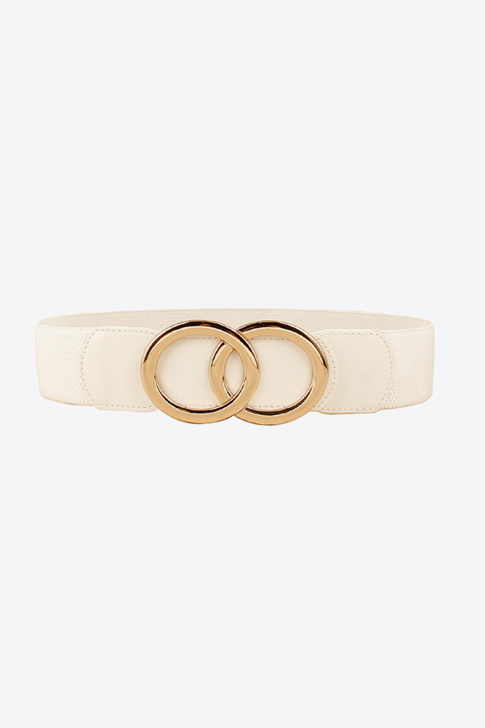 Zinc Alloy Buckle Elastic PU Belt White One Size - Fashorio