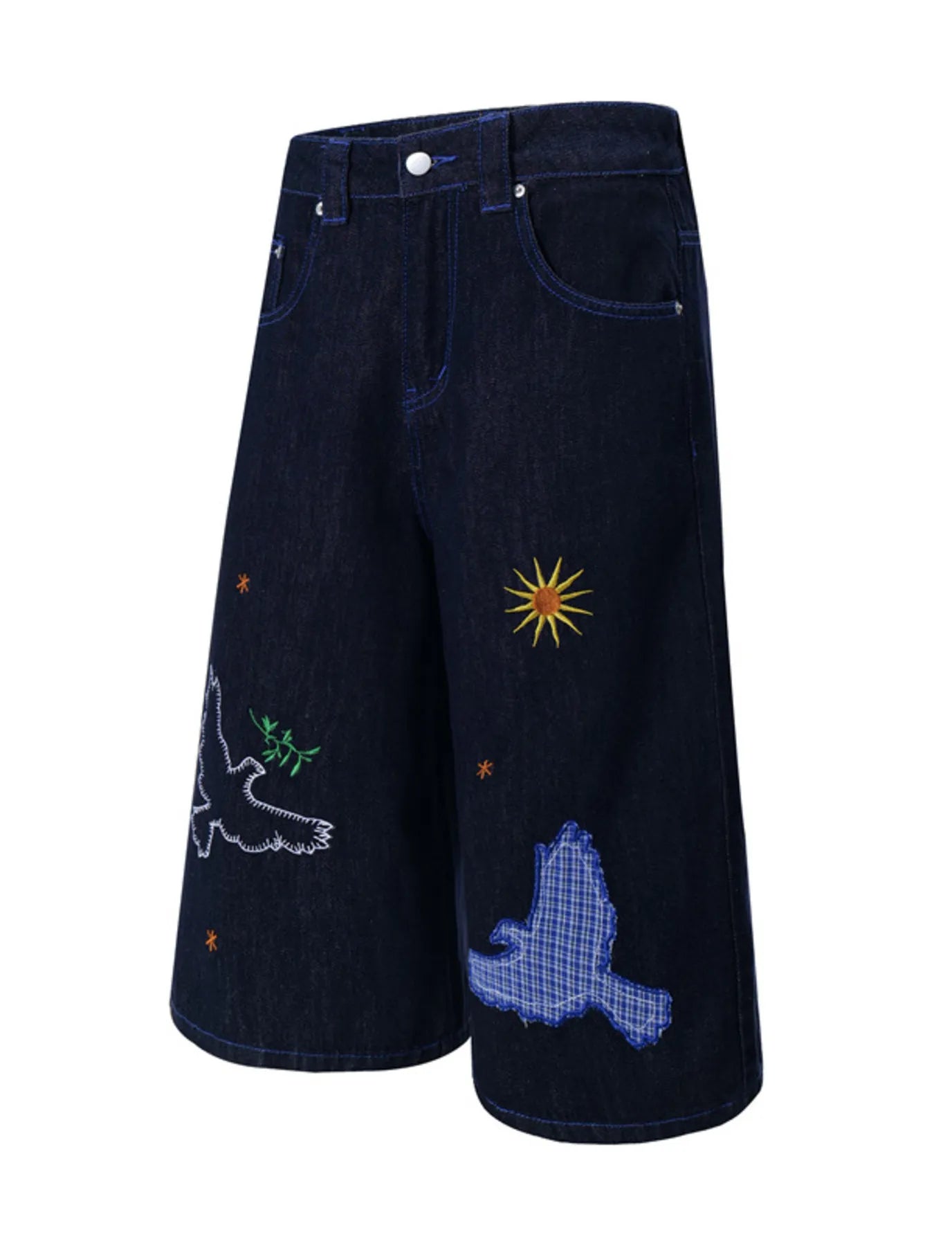 Men's Embroidered Wash Denim Shorts - Fashorio