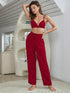 Short Sleeve Shirt, Bralette, and Pants Lounge Set - Fashorio