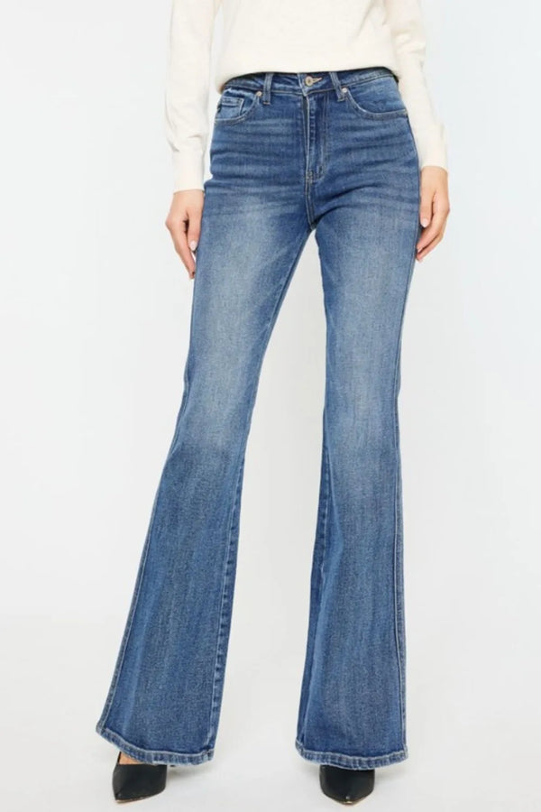 Kancan Cat's Whiskers High Waist Flare Jeans MED - Fashorio