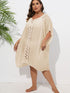 Crochet Trim V-Neck Beach Cover Up Dress - Fashorio