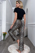 Lettuce Trim Cropped T-Shirt and Leopard Pants Lounge Set - Fashorio