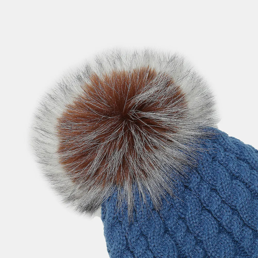 Cable Knit Winter Hat with Pompom - Fashorio