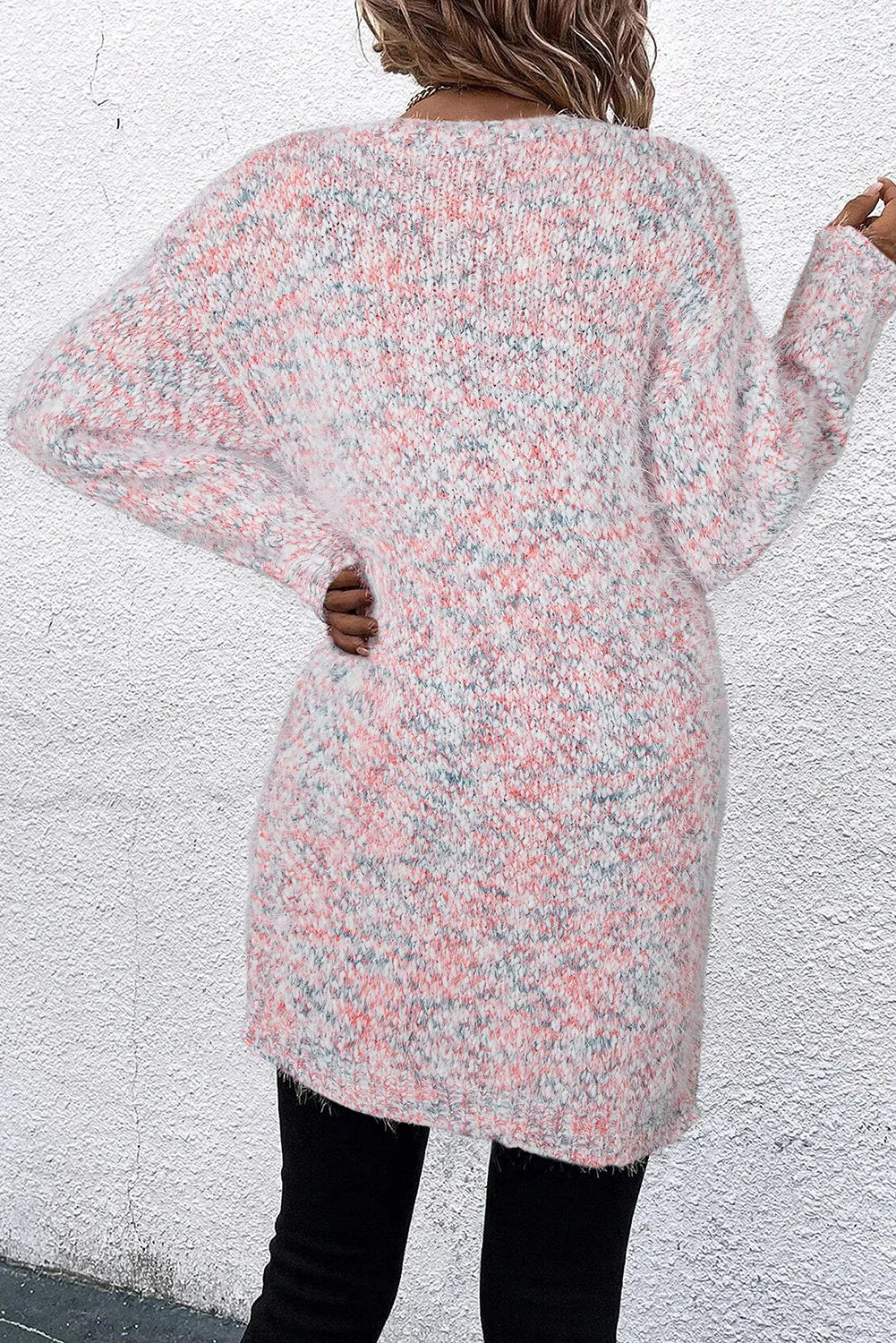 Pocketed Open Front Long Sleeve Cardigan - Fashorio