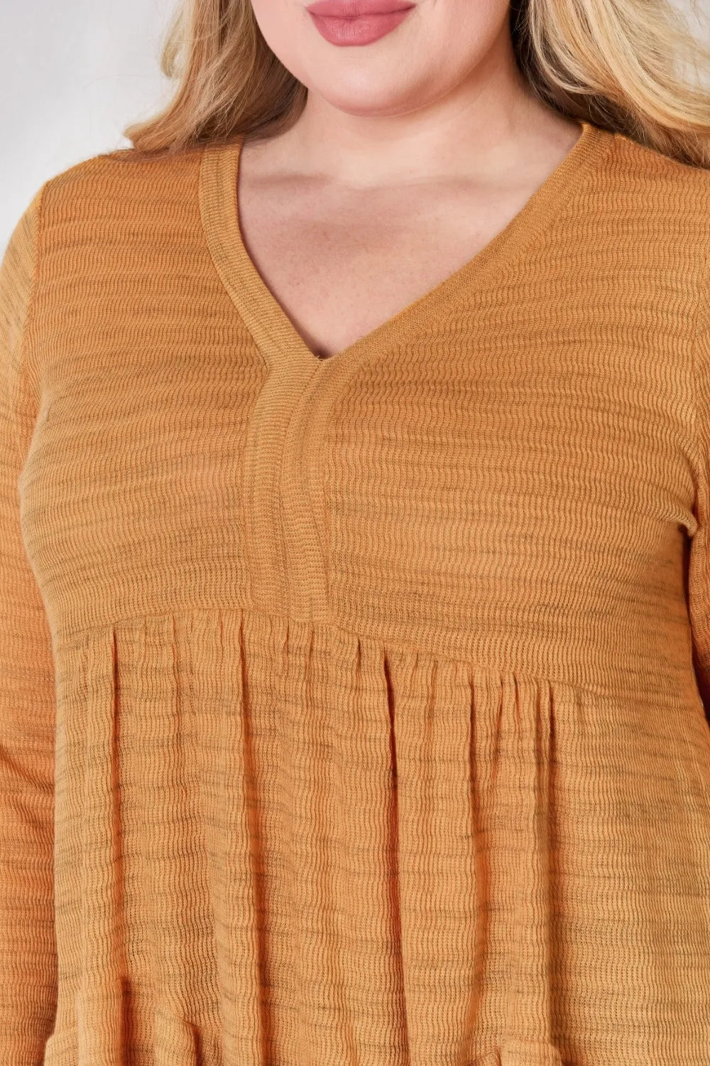 Hailey & Co Full Size V-Neck Flounce Sleeve Blouse - Fashorio