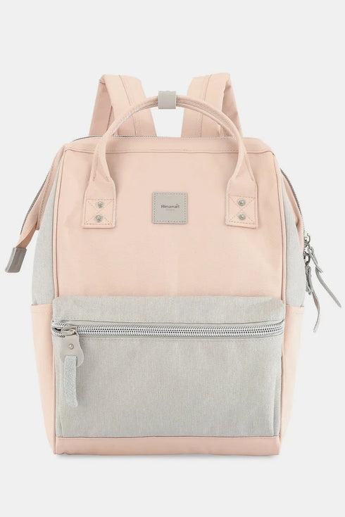 Himawari Water Resistant Canvas Backpack Bag with Side Pockets Grey Pink One Size - Fashorio