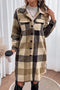 Plaid Button Down Longline Coat Khaki - Fashorio