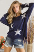 ADORA Distressed Star Sweater Top - Fashorio