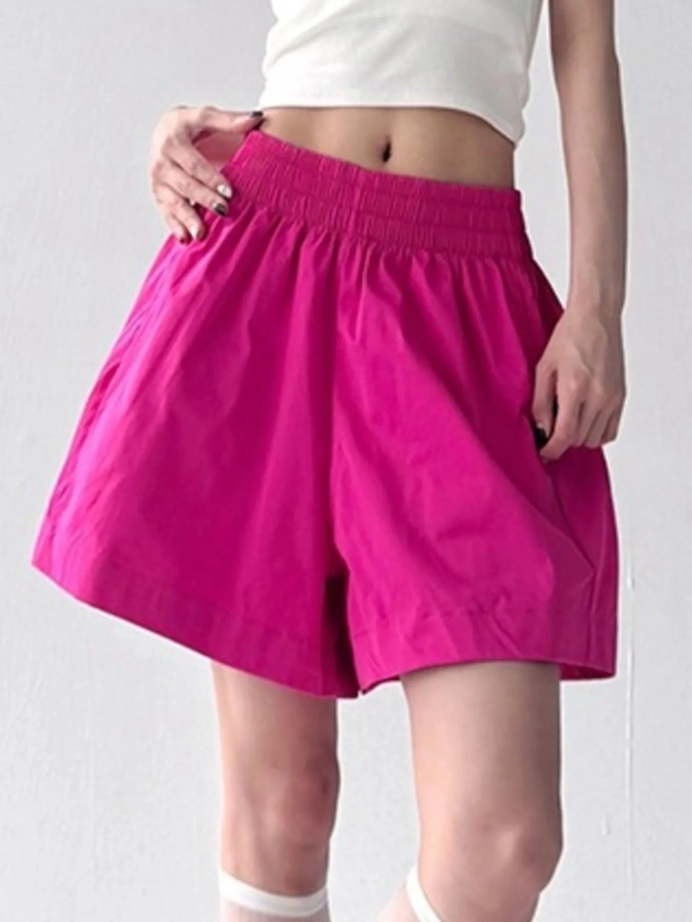 Smocked Wide-Leg Shorts - Fashorio