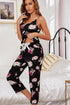 Floral V-Neck Cami and Cropped Pants Lounge Set - Fashorio