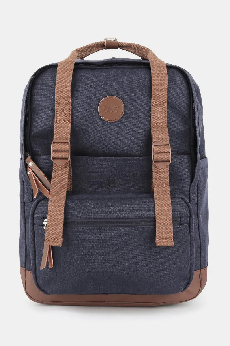 Himawari Waterproof Canvas Backpack Bag with Side Pockets Navy One Size - Fashorio
