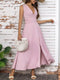 Full Size Slit V-Neck Sleeveless Dress Plus Size Pink - Fashorio