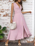 Full Size Slit V-Neck Sleeveless Dress Plus Size Pink - Fashorio
